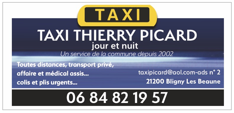 Carte de visite Taxi pour transport et transfert de personne à Bligny-lès-Beaune